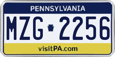 PA license plate MZG2256