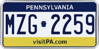 PA license plate MZG2259