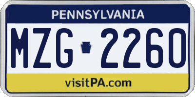PA license plate MZG2260