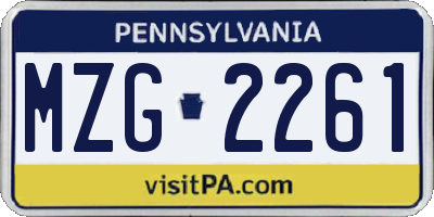 PA license plate MZG2261