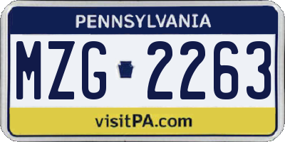 PA license plate MZG2263