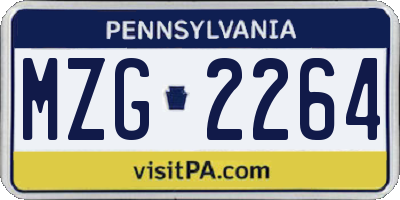PA license plate MZG2264