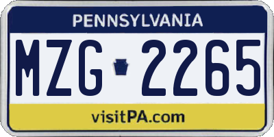 PA license plate MZG2265