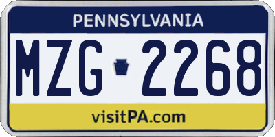 PA license plate MZG2268
