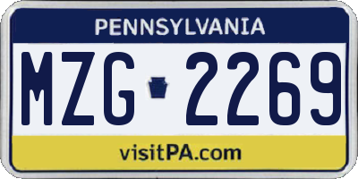 PA license plate MZG2269