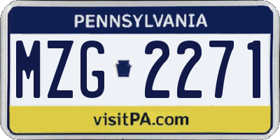 PA license plate MZG2271