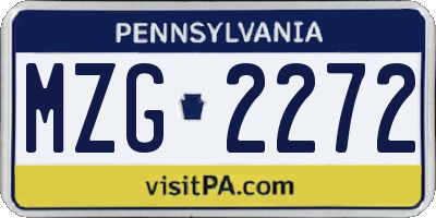 PA license plate MZG2272