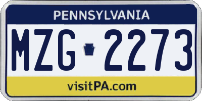 PA license plate MZG2273