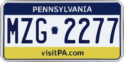 PA license plate MZG2277