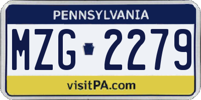 PA license plate MZG2279