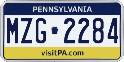 PA license plate MZG2284