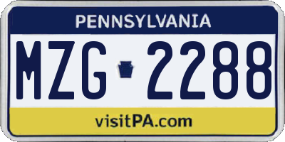 PA license plate MZG2288