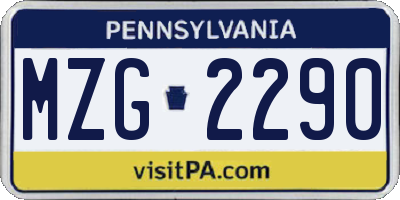 PA license plate MZG2290