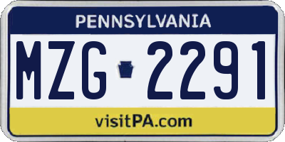 PA license plate MZG2291