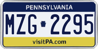 PA license plate MZG2295