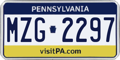 PA license plate MZG2297