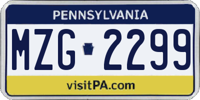 PA license plate MZG2299