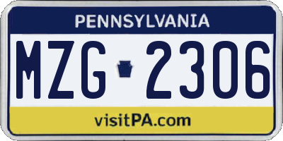 PA license plate MZG2306