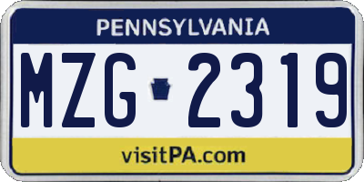 PA license plate MZG2319