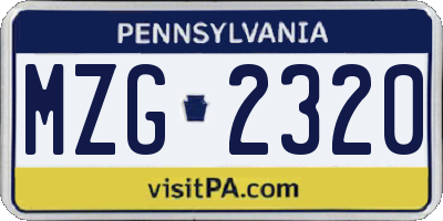 PA license plate MZG2320