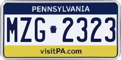 PA license plate MZG2323