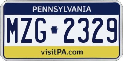 PA license plate MZG2329