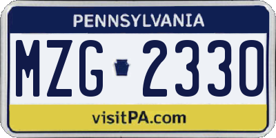 PA license plate MZG2330