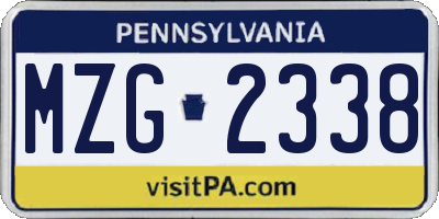 PA license plate MZG2338