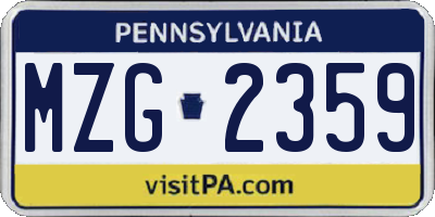 PA license plate MZG2359