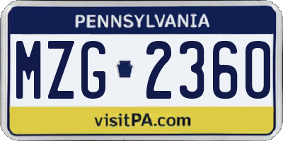 PA license plate MZG2360