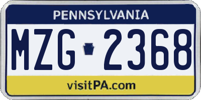 PA license plate MZG2368