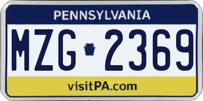 PA license plate MZG2369