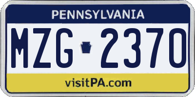 PA license plate MZG2370