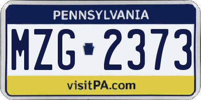 PA license plate MZG2373