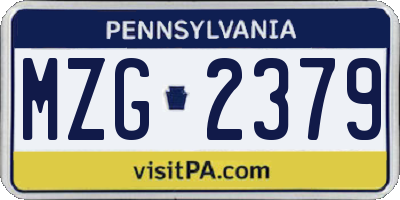 PA license plate MZG2379
