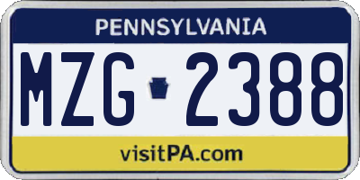 PA license plate MZG2388