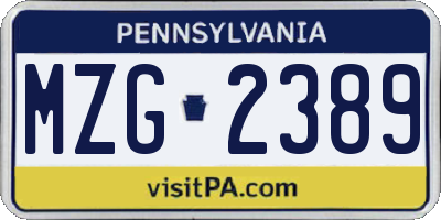 PA license plate MZG2389