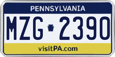 PA license plate MZG2390