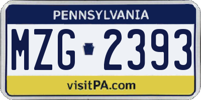 PA license plate MZG2393