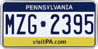 PA license plate MZG2395