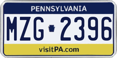 PA license plate MZG2396