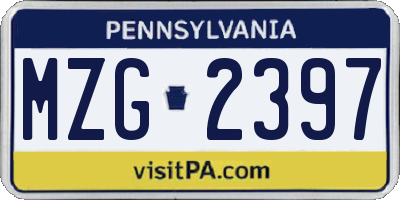 PA license plate MZG2397
