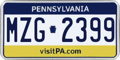 PA license plate MZG2399