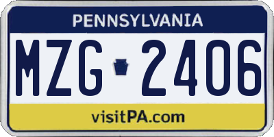 PA license plate MZG2406