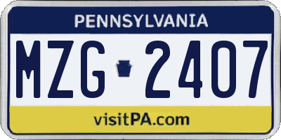 PA license plate MZG2407