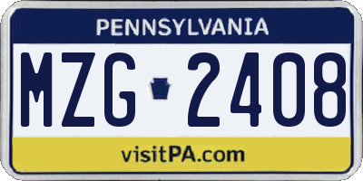 PA license plate MZG2408