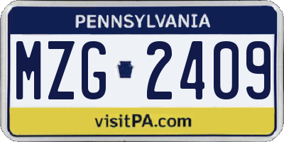PA license plate MZG2409
