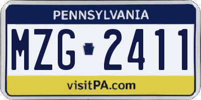 PA license plate MZG2411