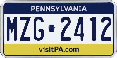 PA license plate MZG2412