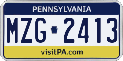 PA license plate MZG2413